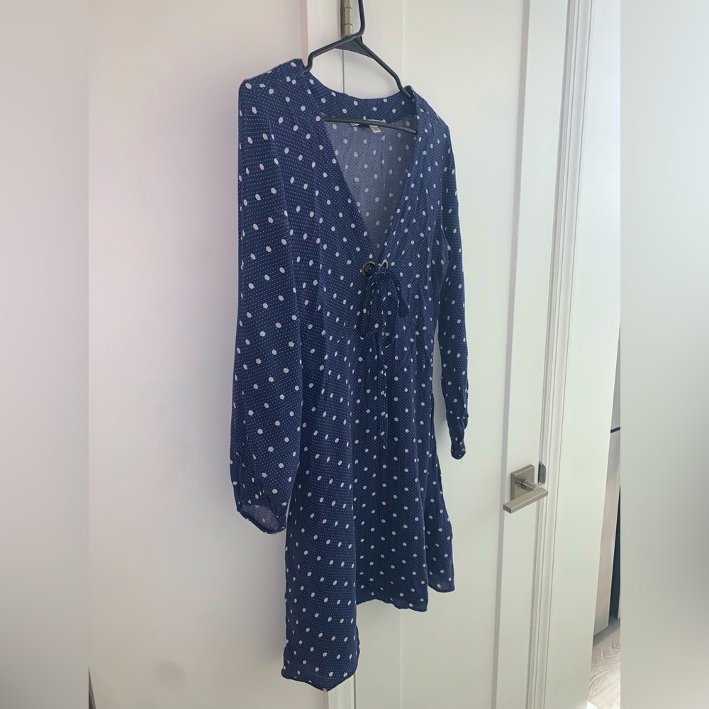 American Eagle Blue and White Spotted Dress